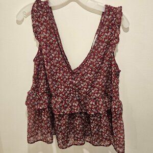 American Eagle Outfitters Floral Tank Top - Red and White